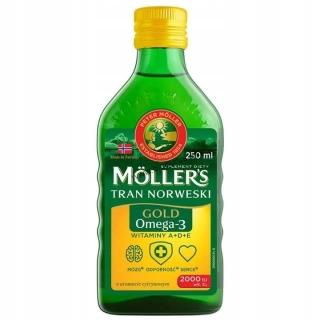 MÖLLER'S GOLD Norwegian Trank-rybí olej s citrónovou príchuťou a vysokým obsahom vitamínu D - 250 ml